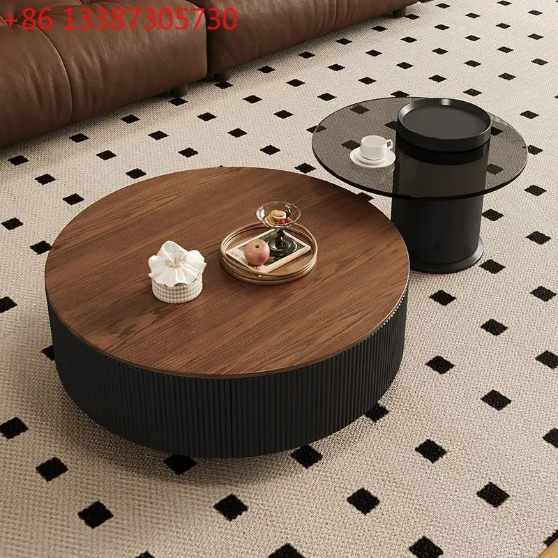 

Medieval style rock slab round coffee table living room home modern light luxury advanced simple ancient style