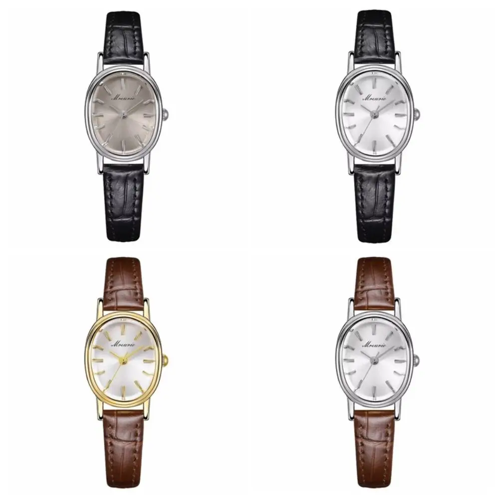 Elegant Alloy Oval Quartz Wristwatch Oval Faux Leather Women Timepiece Quartz Movement Quartz Analog Watch Women