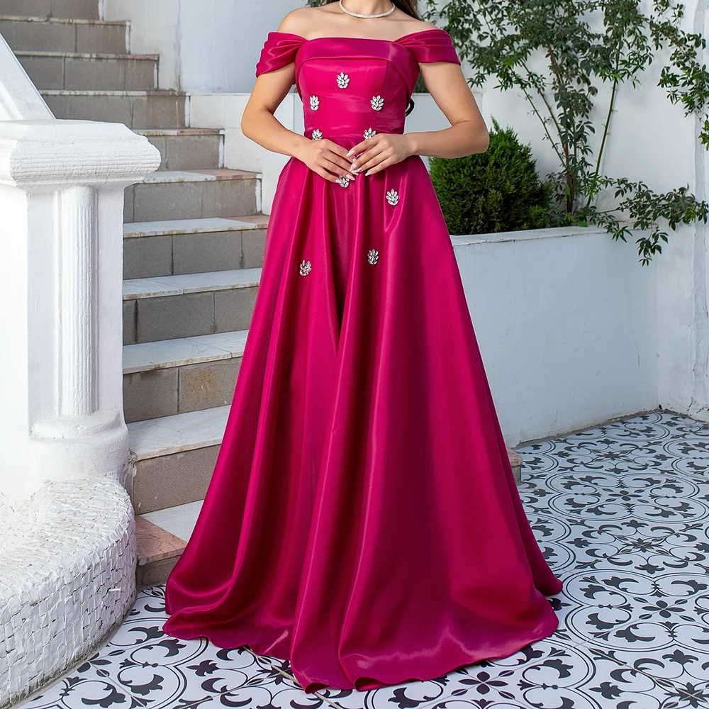 

Вечерние платья трапециевидной формы по индивидуальному заказу, длиной до пола, с открытыми плечами, платье для выпускного вечера без рукавов, модное простое драпированное вечернее платье с кристаллами