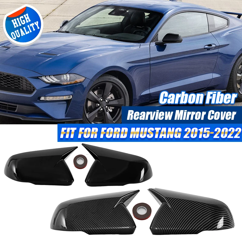 Rhyming 1 Pair Rearview Mirror Cover Sticker For Ford Mustang 15-22 US Version Side Wing Mirror Cap With/No Turn Signal Light