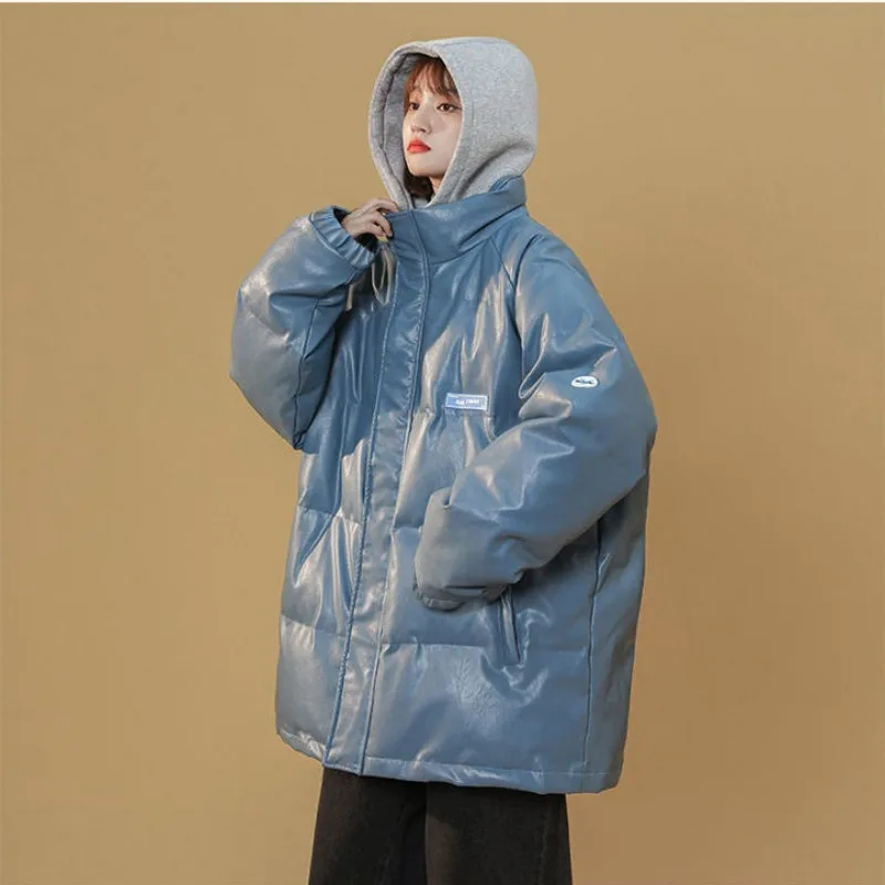 2023 New Women Down Cotton Coat Winter Jacket Female Short Versatile Parkas Loose Thick Outwear Solid Color Hooded Overcoat