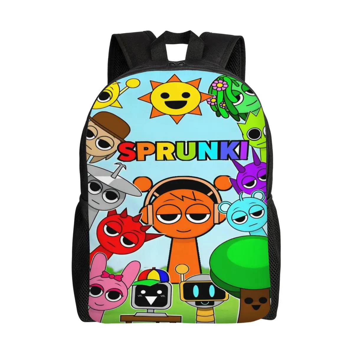 Mochila para ordenador portátil Sprunki personalizada, mochila básica para hombres y mujeres para estudiantes universitarios, bolsa de juegos de música