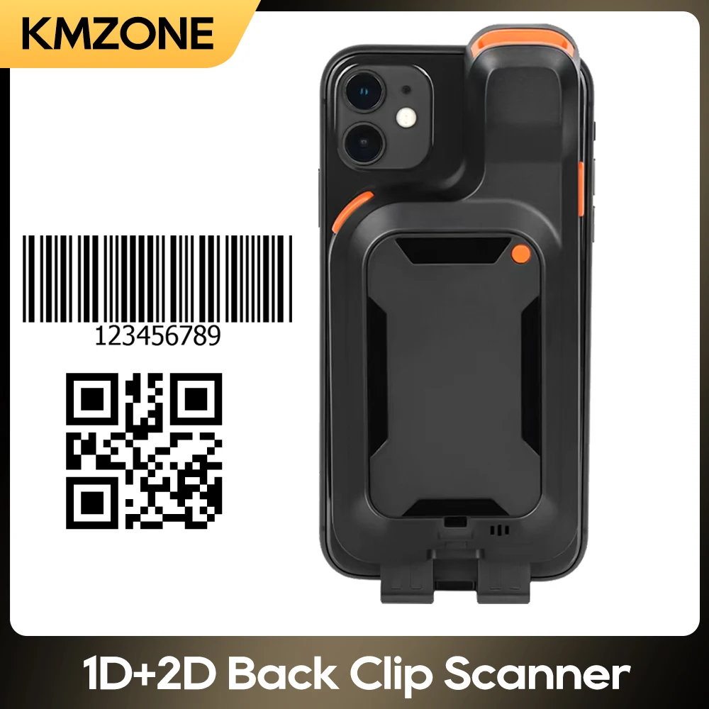 2D Back Clip Bluetooth Barcode Scanner Portable Scanner Data Matrix Bar code Reader 1D 2D QR Bar Code Scanner Android IOS System