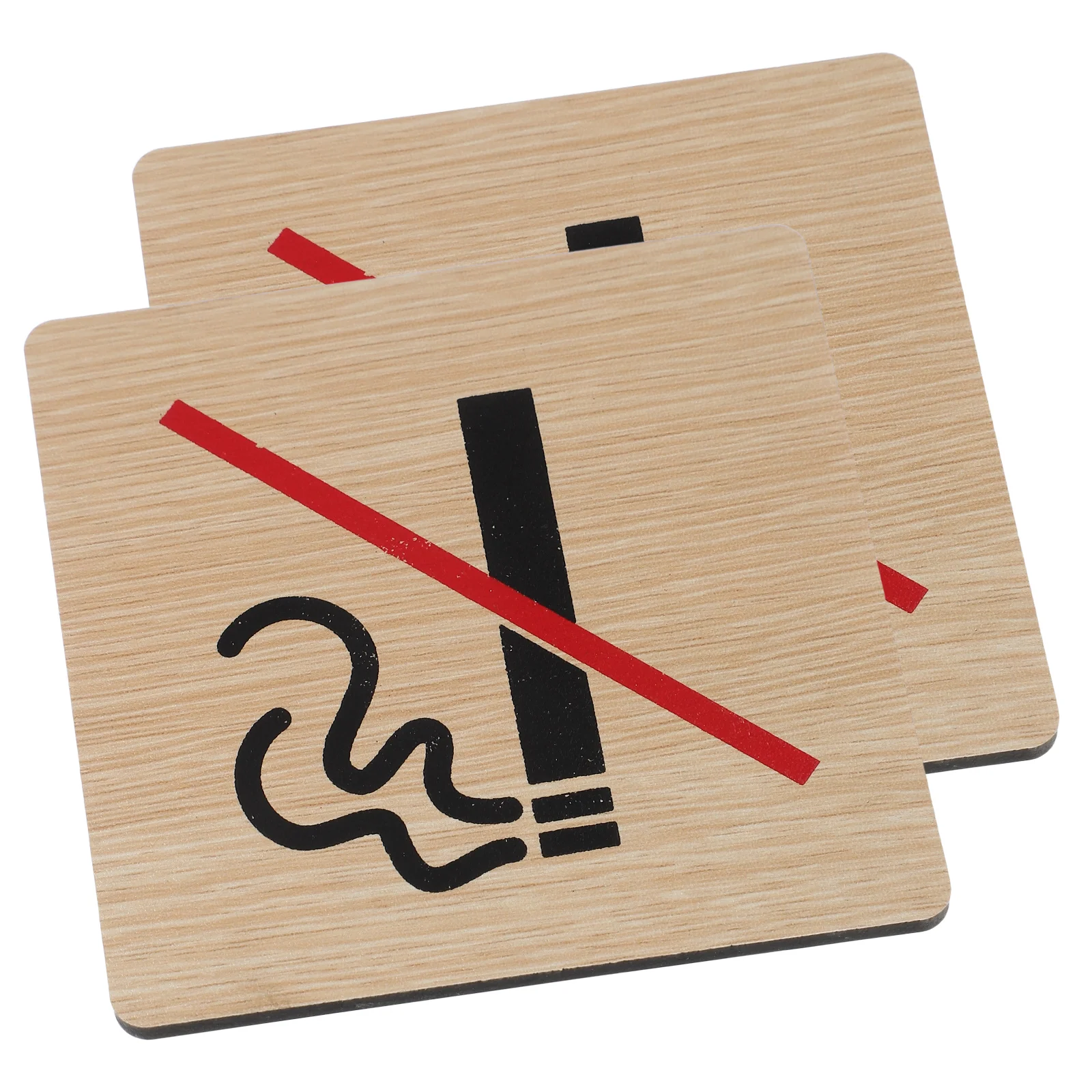 2 Pcs Nameplate Stickers Smoke Sign Wireless No Smokingsign Wood Label Office Signs Area