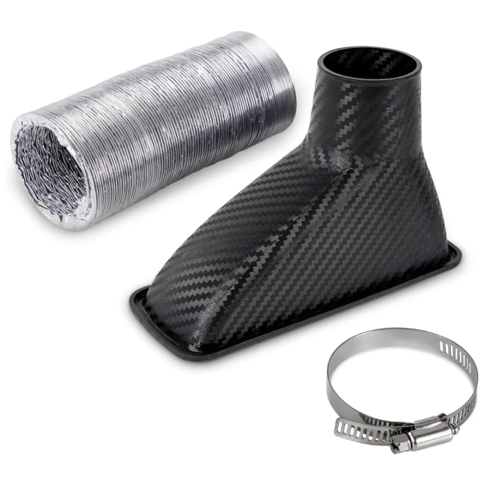 

Mreoocar Air Intake Duct Front Bumper Turbo Air Intake Pipe Carbon Fiber Car Square Brake Air Duct with Extendable Flexible Hose