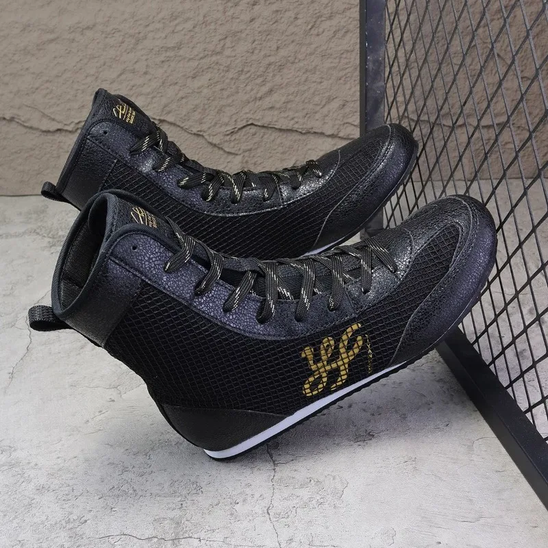 

Best Selling Wrestling Shoes Men Women Black White Boxing Shoes for Unisex Designer Fighting Boots Couples Mesh Boxing Boots