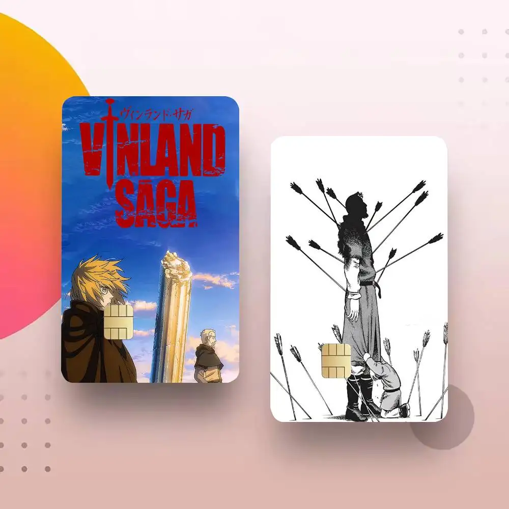 Anime Vinland Saga 4pcs 1Set Laser Holographic Sticker Skin Cover for Credit Bank Debit Card
