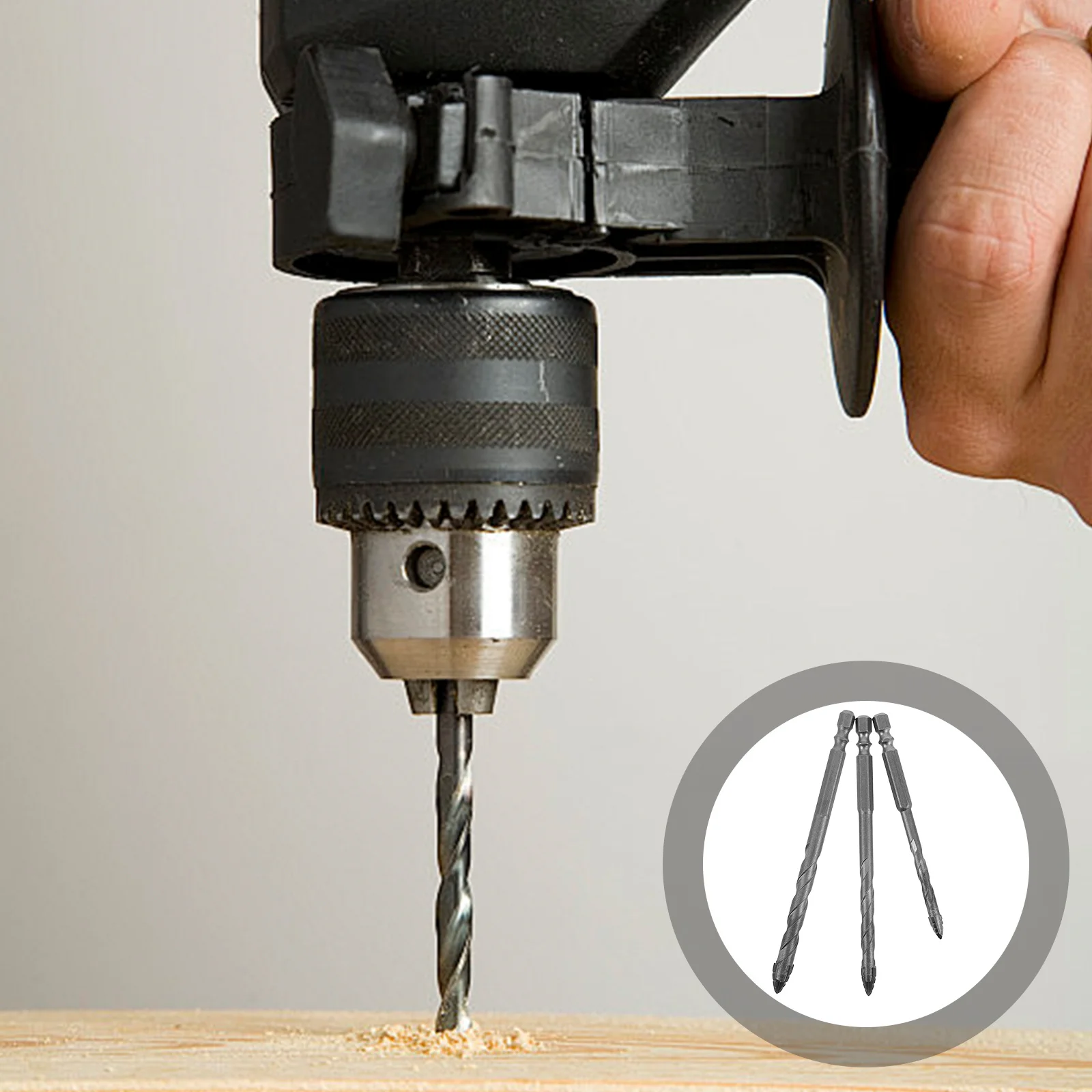 

3 шт., смещенные сверла с четырьмя канавками, прецизионное позиционирование для бетонной плитки, многоцелевой высокопроизводительный набор сверл, прочный