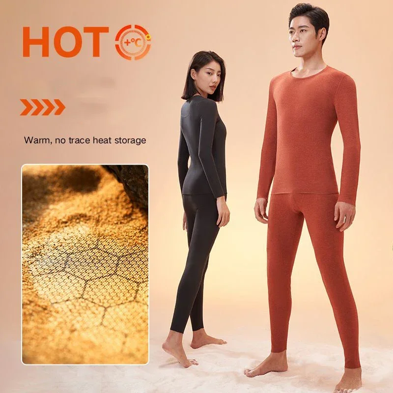 Women's Thermal Underwear Winter Clothes two piece set Long johns Cashmere Silk Thickened Seamless Warm Lingeries for woman Men