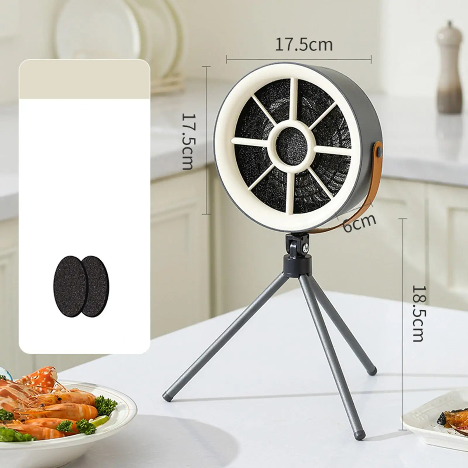 Exaustor de mesa com multi filtragem, ventilador de cozinha portátil, extrator de fumaça com 3 velocidades para pequeno lugar, acampamento, dormitório