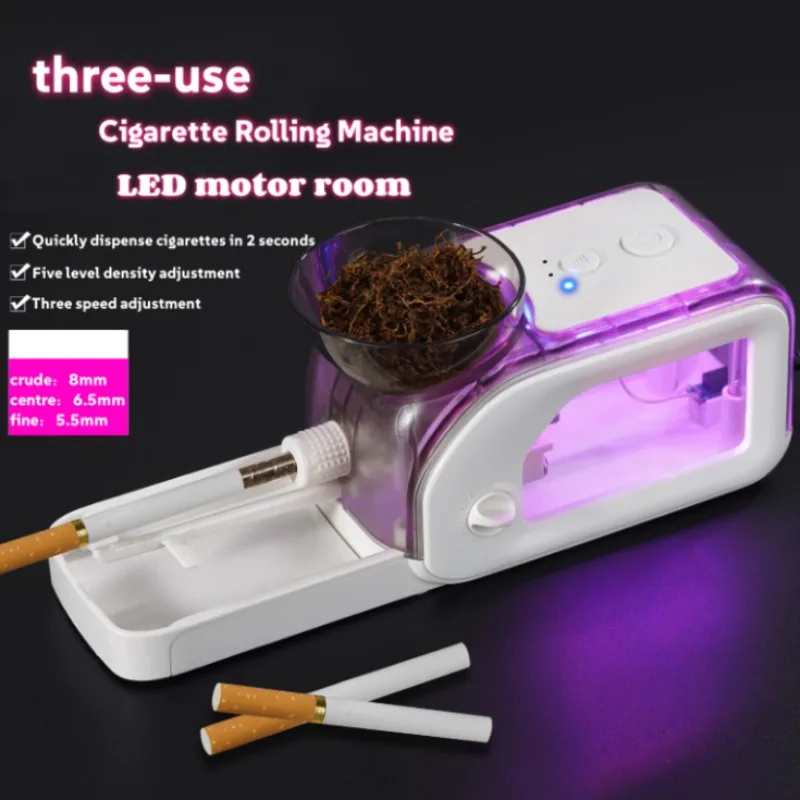 

3 in 1 Automatic Cigarette Rolling Machine LED Luminous Electric Cigarette Maker Injector Tobacco Filling 5.5/6.5/8mm Tube