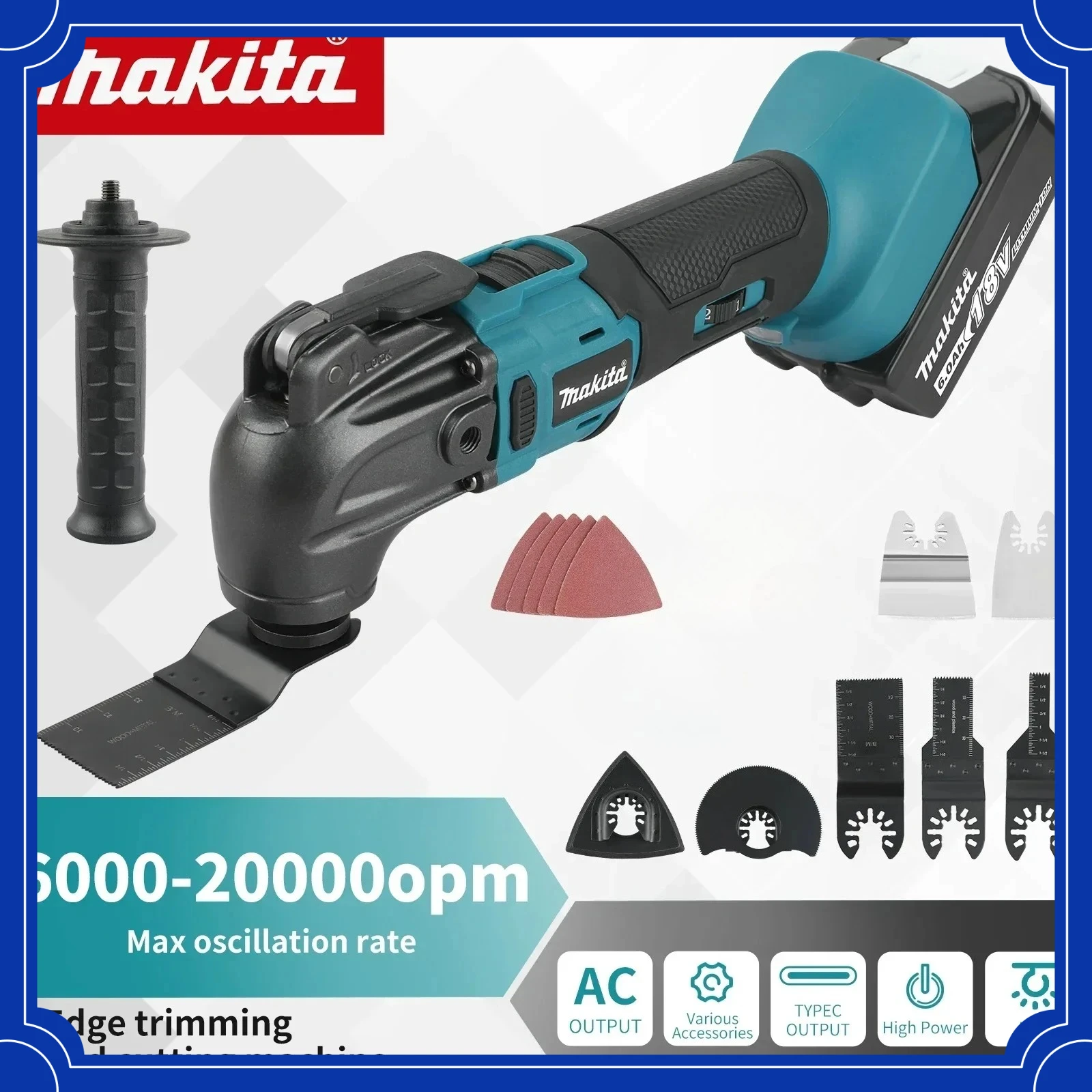 

Makita 18V Battery Brushless Quick Release Oscillating Tool Multi-Functional Electric Trimmer Quick-Change Compatible Tool
