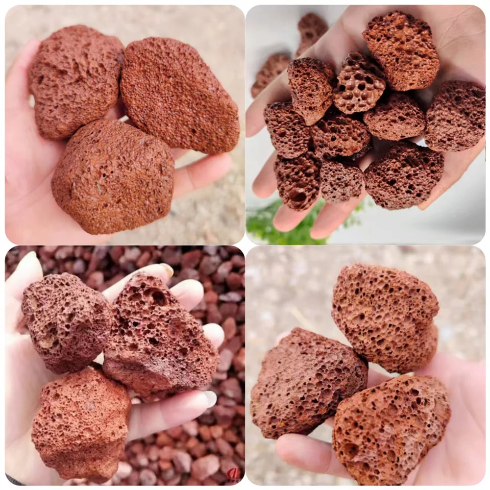 Natural Porous Red Volcanic Rock Raw Stone Decoration Planter For Fish Tank Aquarium Accessories Aromatherapy Essential Oil