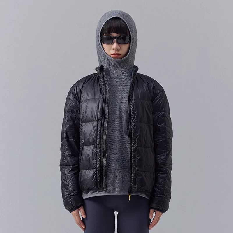 Alta qualidade impermeável 10d náilon ultra leve 90% branco para baixo jaqueta masculina e feminina gola portátil puffer jaqueta JK-076