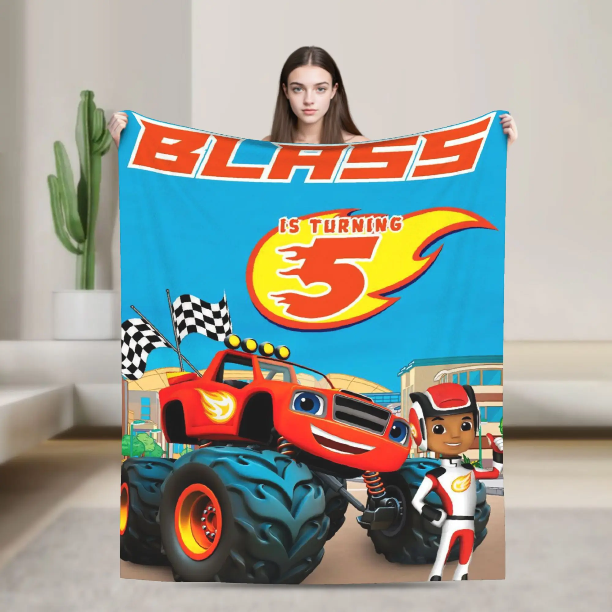 Blaze and the Monster Machines Throw Blanket for Couch  Soft Cozy Plush Blanket 50x60 Inch Multi-size Bedspread for All Seasons