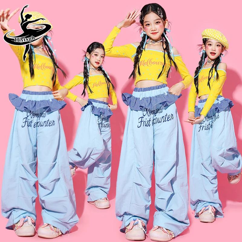 

Комплекты одежды для девочек: укороченные топы в стиле K-pop, брюки карго, костюмы для уличных танцев, хип-хопа и джаза, детская уличная одежда, милые наряды для девочек