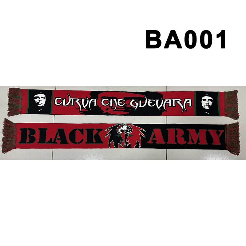 145*18 cm Size Ultras Black Army Scarf Elastic Scarf for Fans Double-faced Knitted BA001