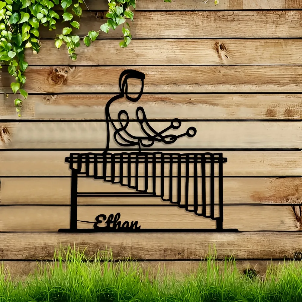 CIFBUY Marimba Player Metal Wall Art Vintage Iron Wire Silhouette Decor For Indoor Outdoor Living Room Music Studio Unique Gift