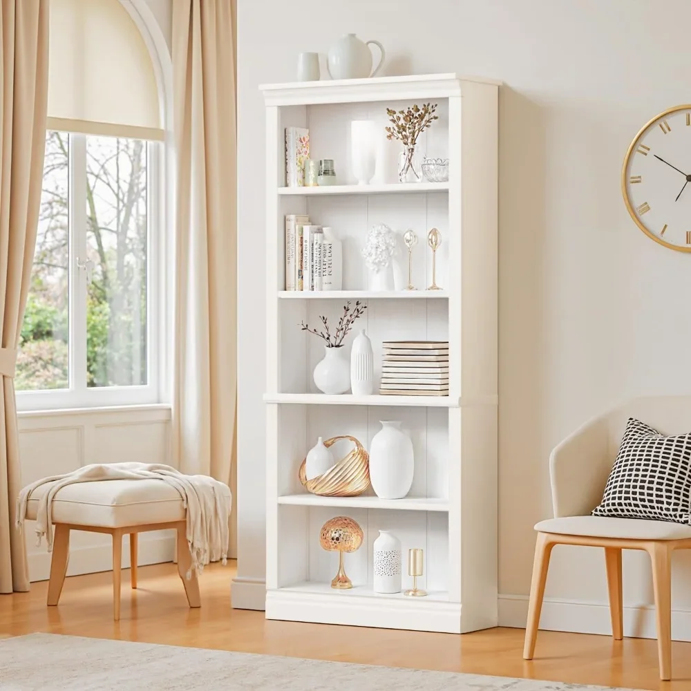

Bookcase Bookshelves, 5-Shelf Tall Bookcase 71" Wood Open Display Floor Bookshelf, Large Storage Organizer for Library, Bedroom