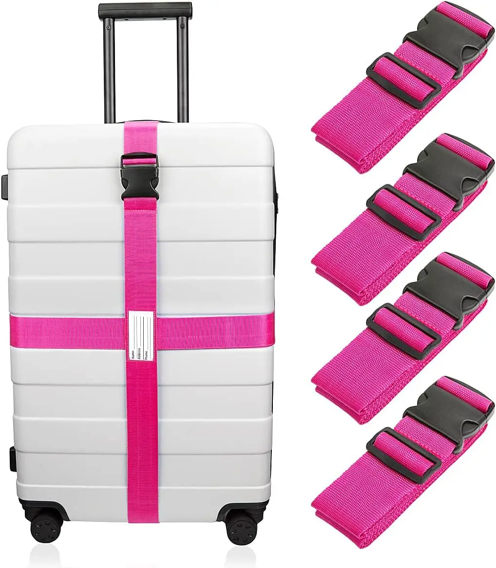 

Прочные ремни для багажа, набор из 4 регулируемых ремней для чемоданов с быстросъемной пряжкой для безопасных путешествий