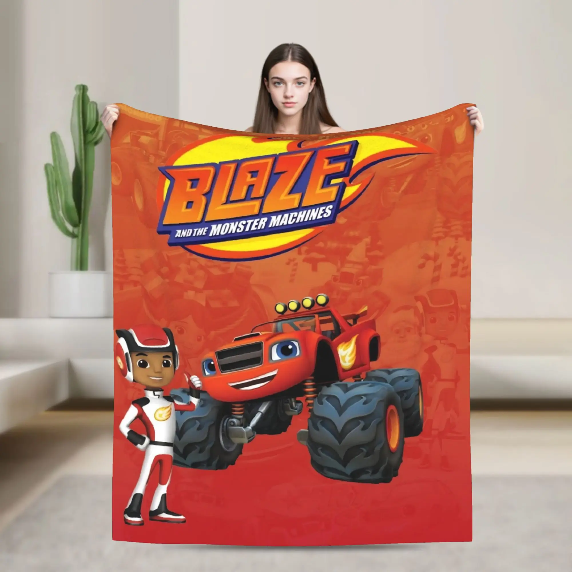 Blaze and the Monster Machines Throw Blanket for Couch Fuzzy Plush Blanket 50x60 Inches Multi-size Bedspreads for All Seasons