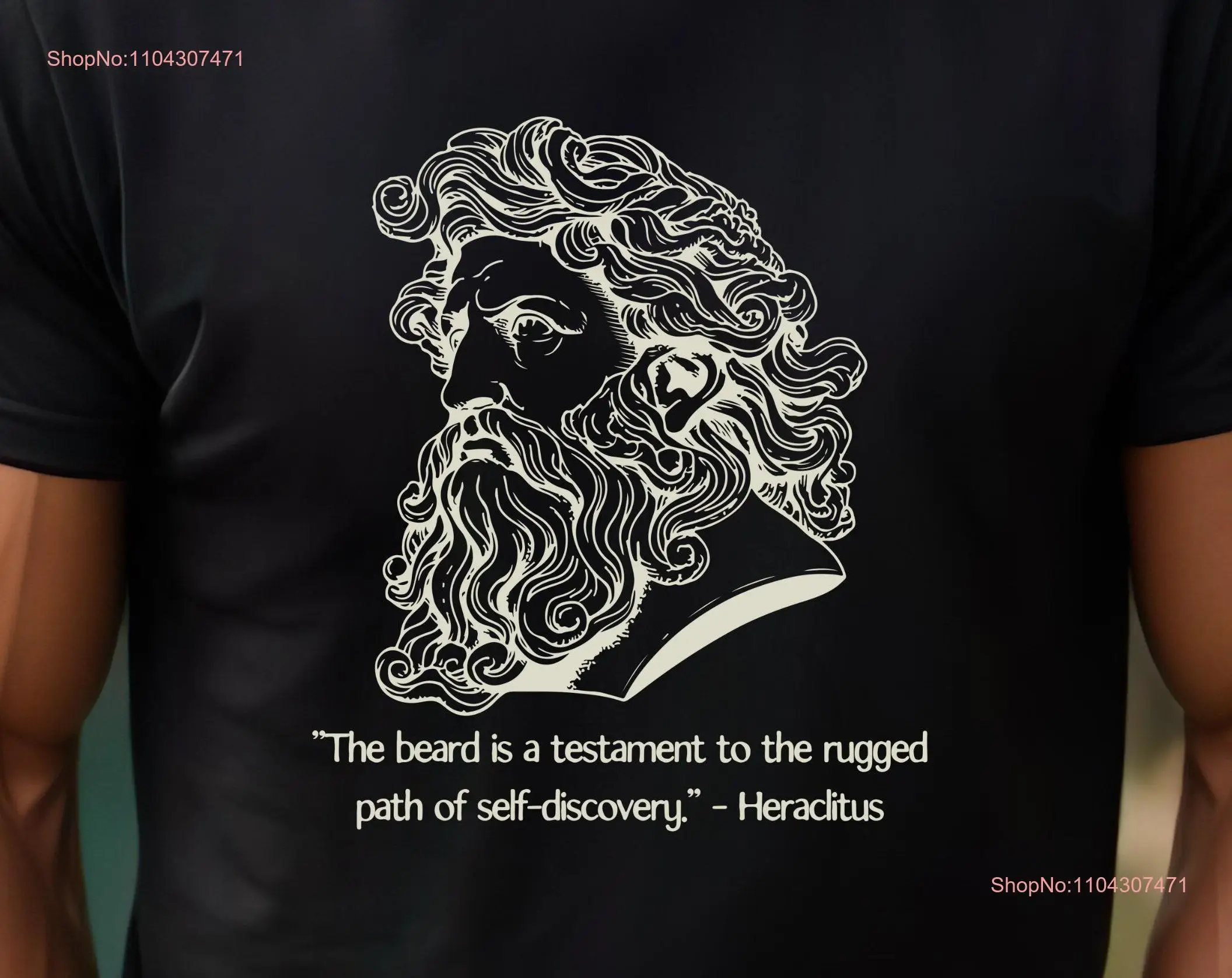 Bearded Philosopher T Shirt Heraclitus For Stoic Him Philosophy Stoicism Beard Guy Roman Statue long or short sleeves