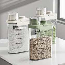 Large Capacity Kitchen Storage Can - 1600/2800ML PP Plastic Sealed Scale Bucket Waterproof Seal for Flour Corn Soybeans Rice