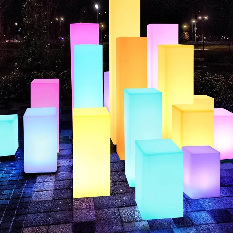 Square pillar floor lamp, corridor aisle light, vertical square landscape light, hotel lighting design, camping decoration