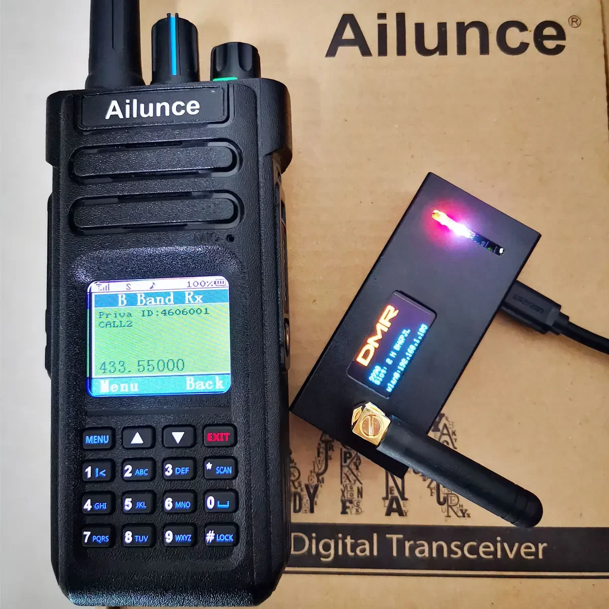 Ailunce HD1 DMR Digital Ham Walkie Talkie Two way Radio with MMDVM Hotspot Wifi Voice Modem Hotspot Raspberry Pi OLED Antenna