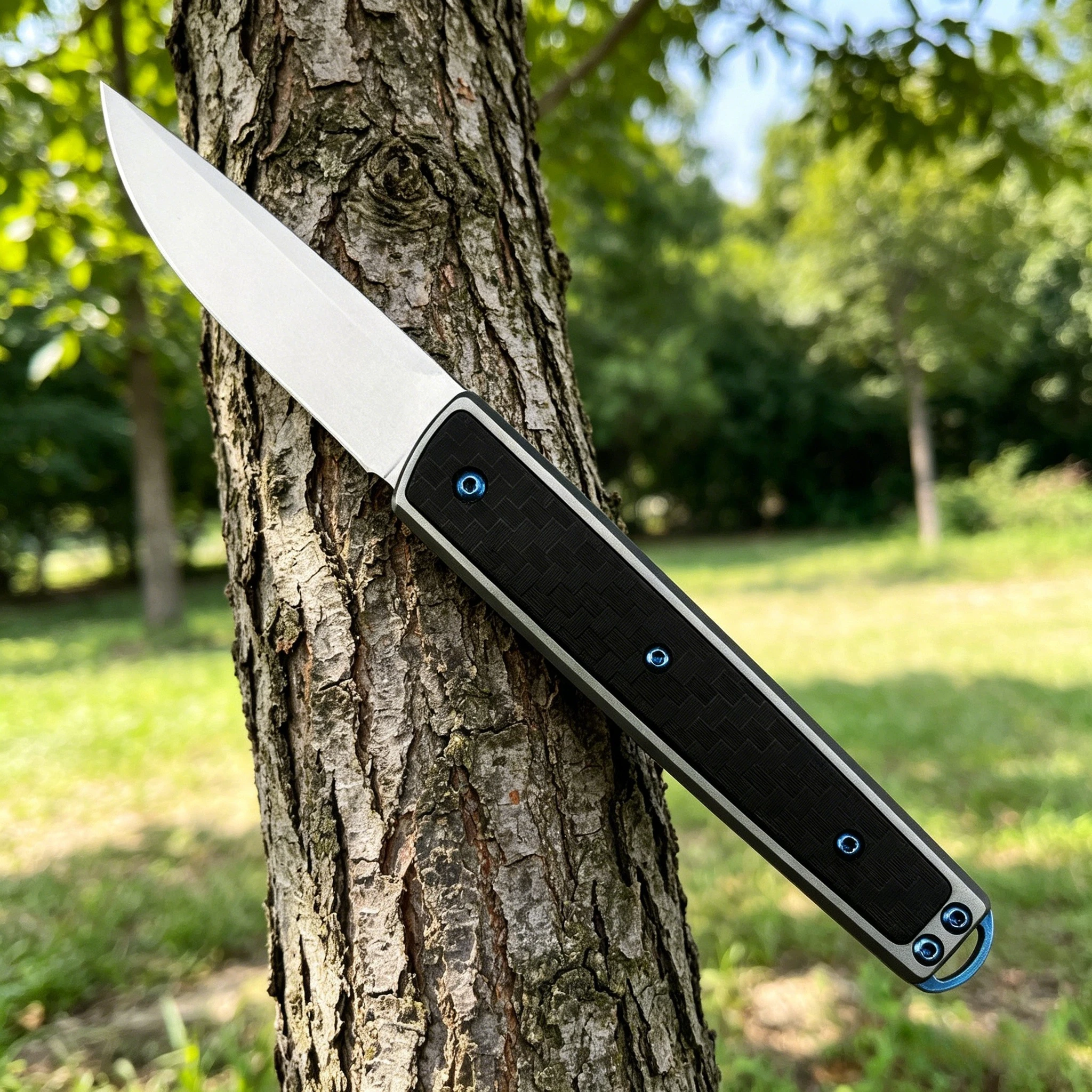 Cuchillo Plegable 7190 para Uso Diario, Hoja de Acero 8Cr13MoV, Mango de Fibra de Carbono, Regalo para Hombre, Herramienta EDC, para Campismo y Pesca al Aire Libre