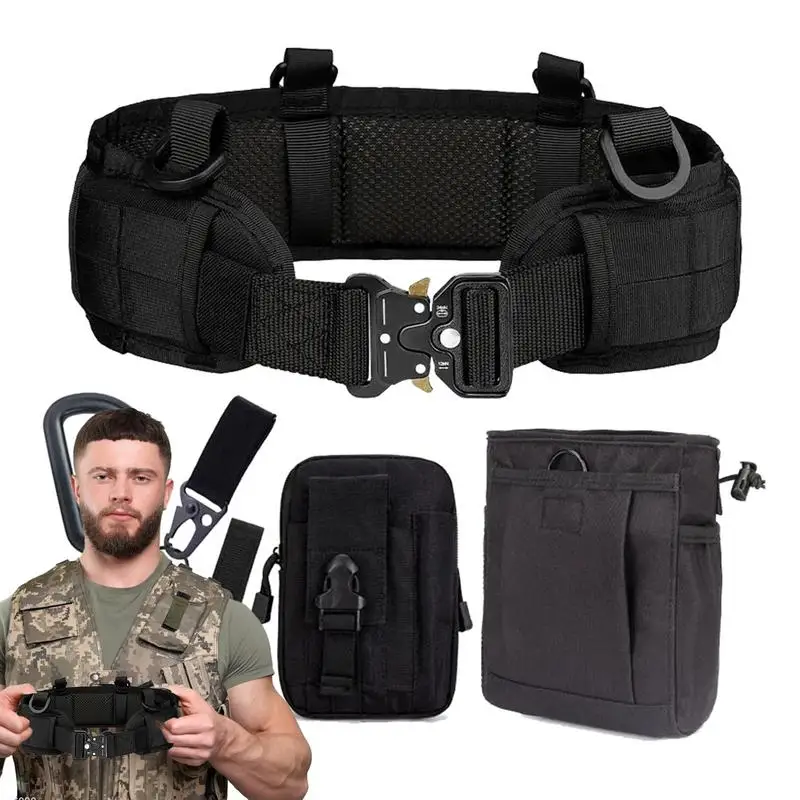 Battle Belt 8pcs Tool Waist Belt Security Guard Duty Utility Multifunctional Padded Nylon Waist Belt For Outdoor Accessories