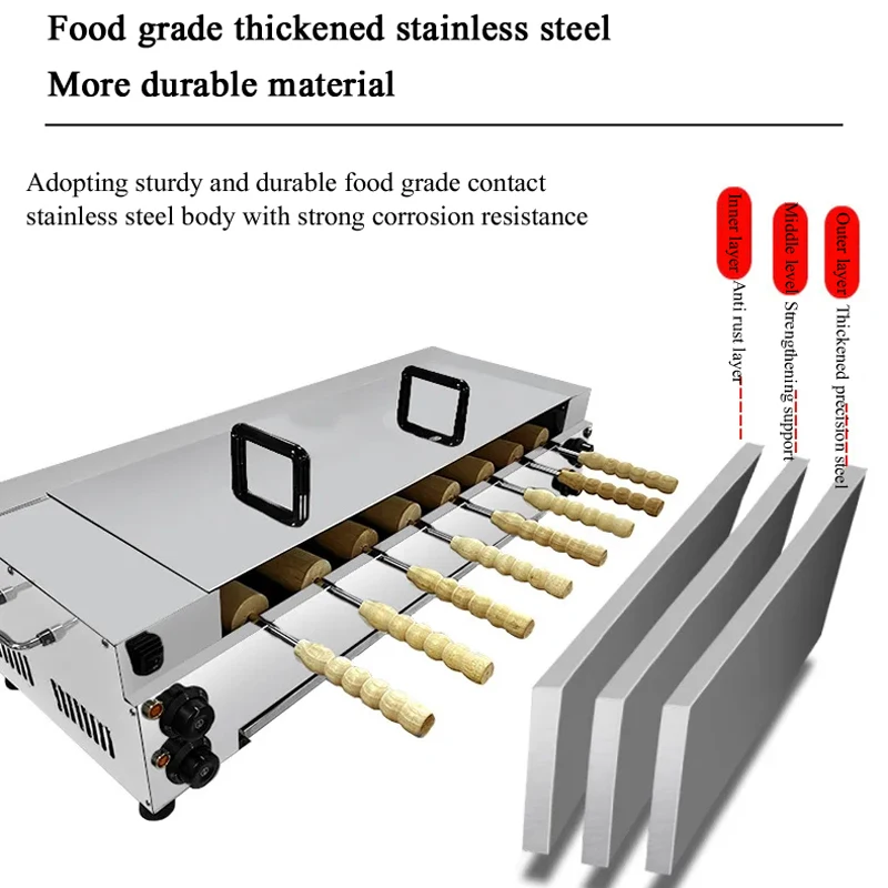 

8 Rolls Hungarian Chimney Cake Kurtos Kalacs Machine 201 Stainless Steel Chimney Cake Maker