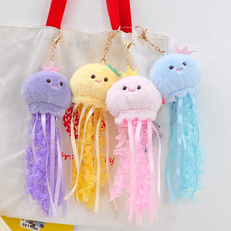 Cute Animal Keychain Cartoon Jellyfish Octopus Keychain For Women Girls Fashion Plush Keychain Pendant Backpack Decoration Gifts