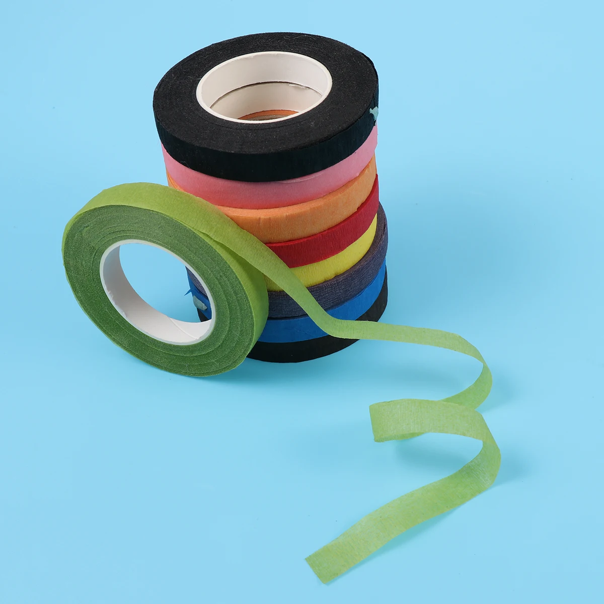 

15 Rolls Colored Tape Floral Stem Wrap Colorful Flower DIY Artificial Green Baby