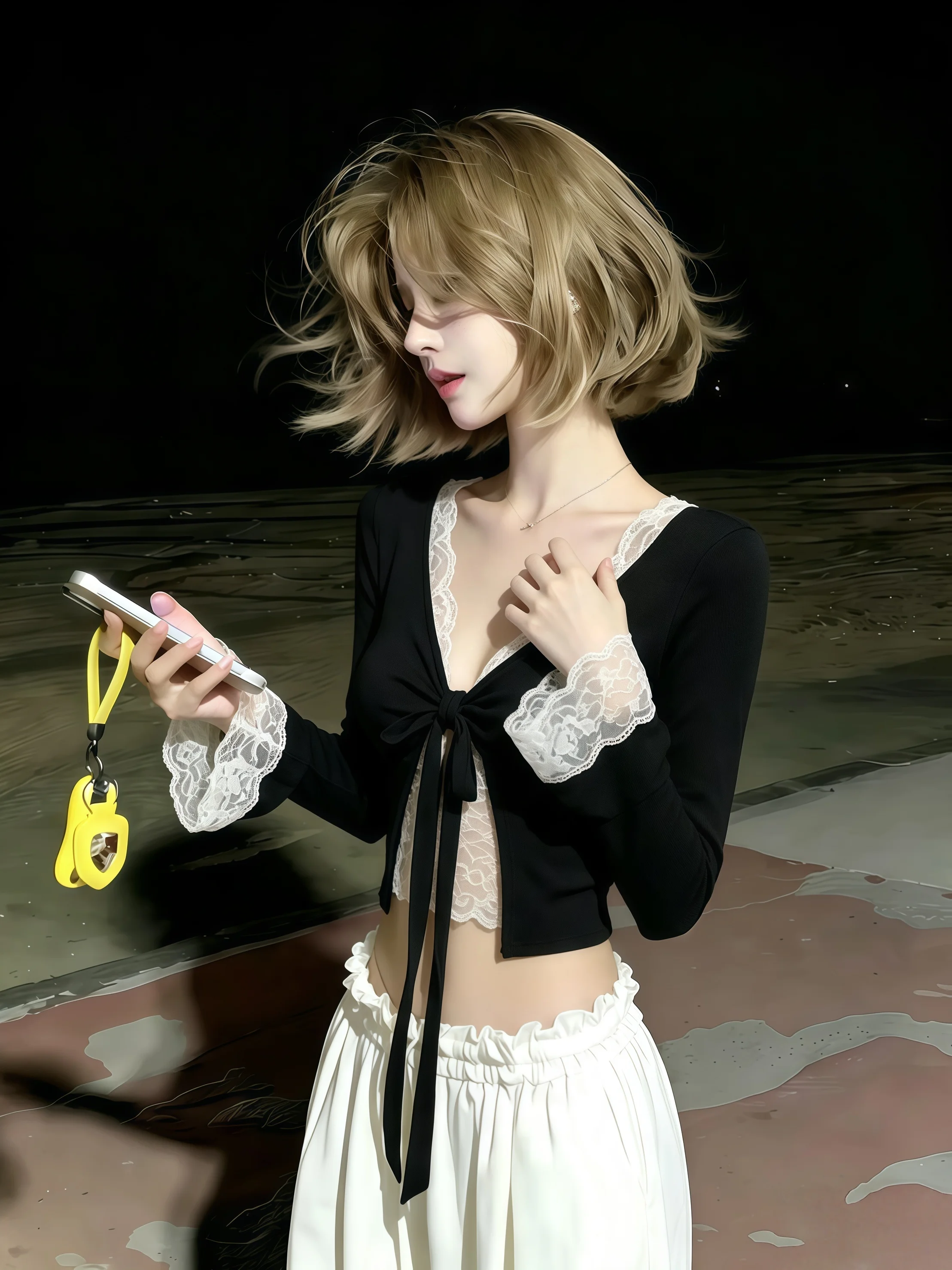 Korean Style Long Sleeve T-Shirt Women Early Autumn Sexy Bow Knot  Splice Lace V-neck Gown for Hourglass  Pear ...