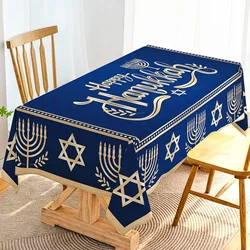Hanukkah Rectangle Tablecloth Jewish Holiday Decor Chanukah Menorah Kitchen Dining Table Cover Festival Hanukkah Decoration