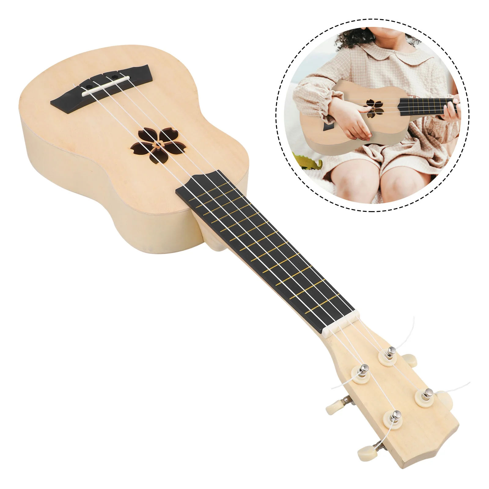 

1Set DIY Ukulele Kit Cherry Blossom Unfinished Hand Painting Craft Musical Instrument Gift Supplies Ukulele DIY Kit