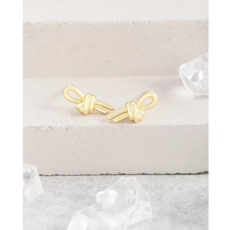 S'STEEL Sterling Silver 925 Korean Luxury Design Knots Studs Earrings For Women Gold Unique Earings Cute Promise Fine Jewellery