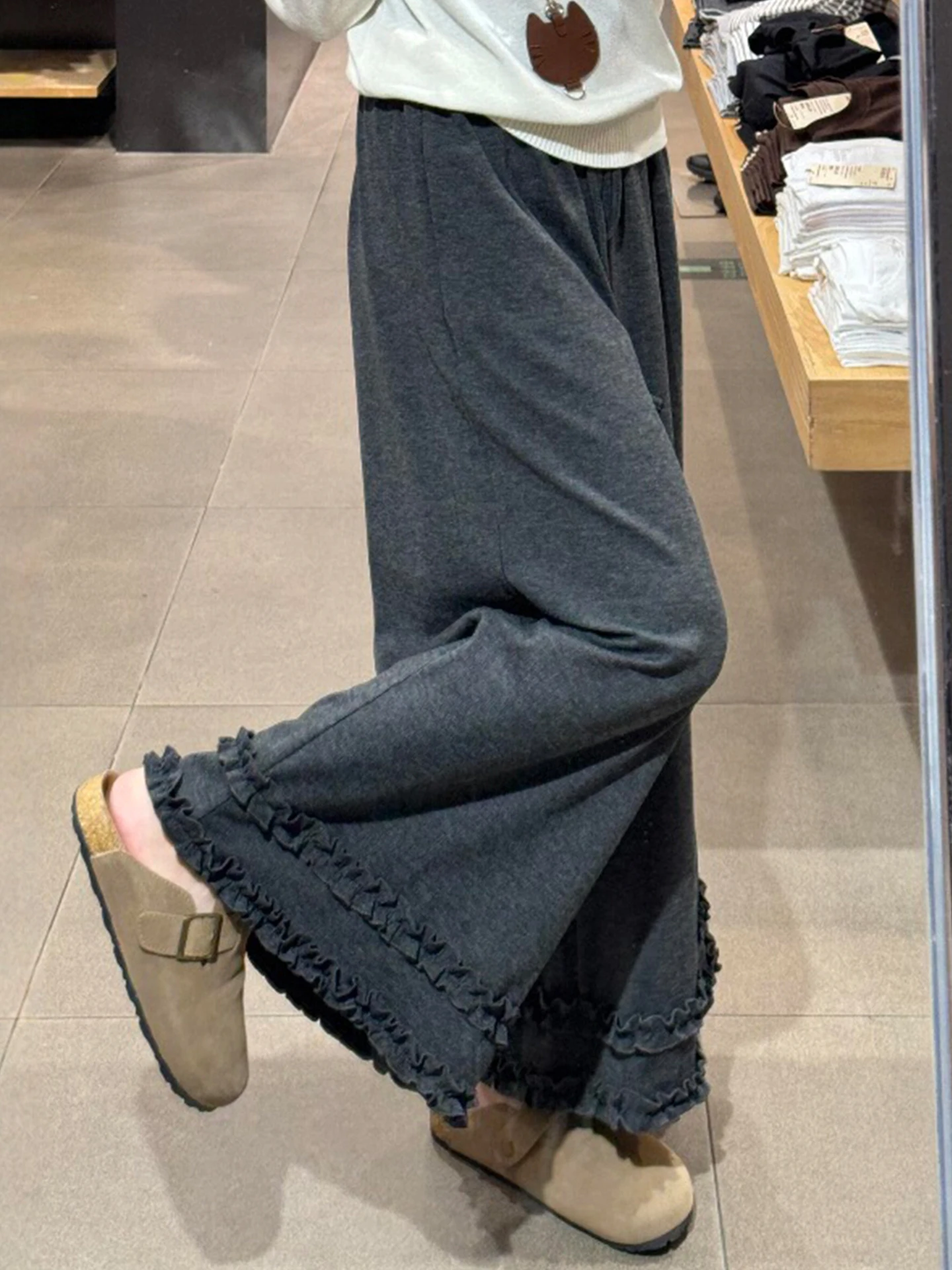 

plus Size ey Glutinous Pants ort plus Size Casual Pants Women Wide Leg High Waist Commute Sle Autumn Season Faionable