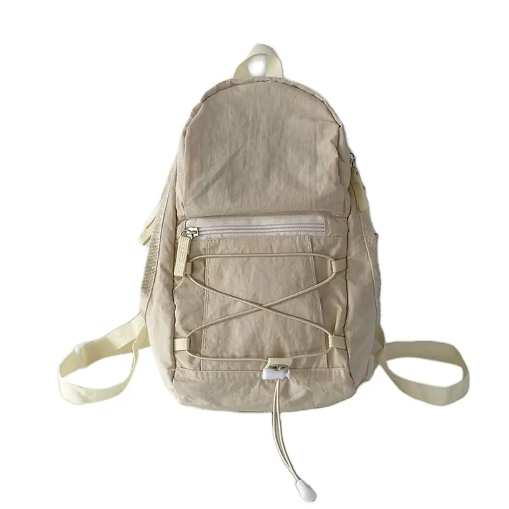 Unisex Drawstring Nylon Backpack New Solid Color Causal School Backpack Simple Women Men Mountain Bag