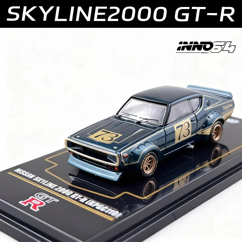 INNO 1:64SKYLINE2000 GT-R No.73 KPGC110 Alloy Motor Vehicle Diecast Models Car Toys Collection Boy's Christmas Gifts