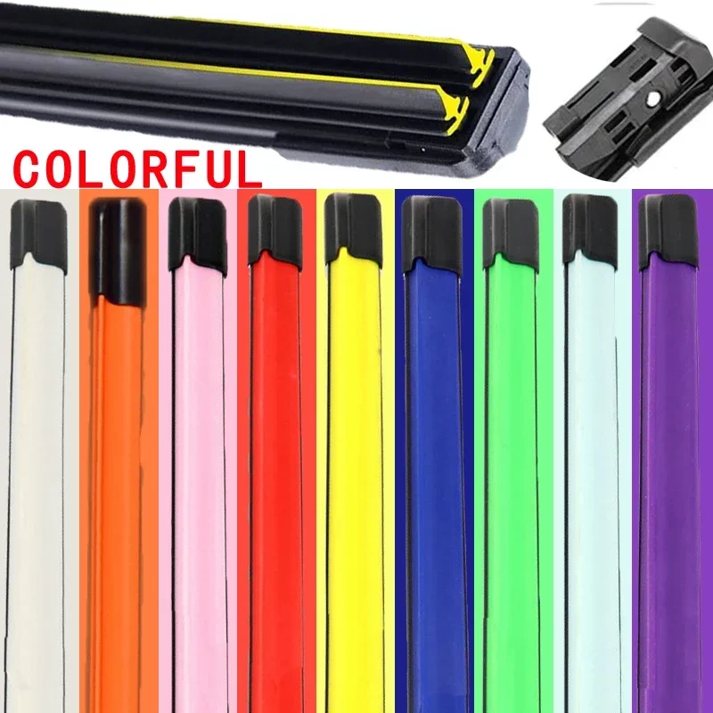 

Colorful Push Button 16mm Car Windshield Wiper blades Universal Soft Double layer Rubber Frameless Bracketless 14 20" 22" 24"26"