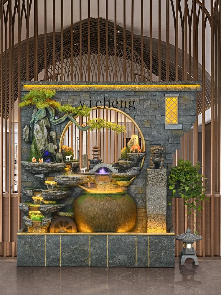 YY Water Curtain Wall Partition Rockery Water Screen Floor Ornaments Outdoor Fish Pond Courtyard Fountain