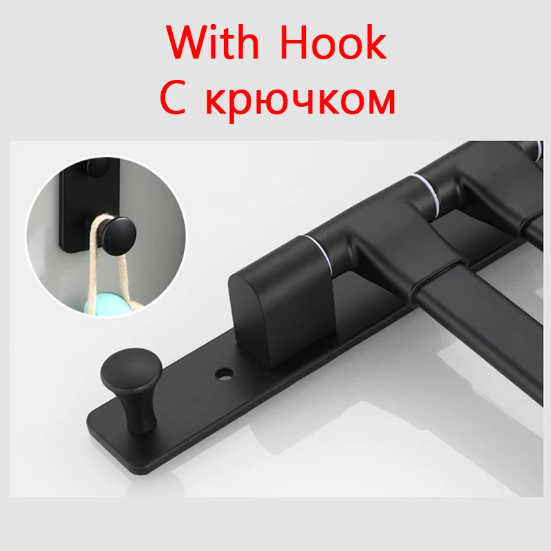 Bathroom Towel Rack Black Bath Towel Holder Aluminum Towel Hanger Rail Kitchen Roll Paper Holder Toilet Self-adhesive Robe Rack