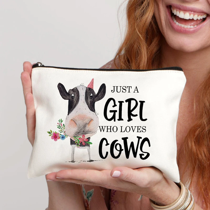 

Cows Gifts for Cows Lover, Birthday Gift for Best Friend Sister, Cattle Cow Accessories, Animal Lovers Makeup Bag Zipper Purse