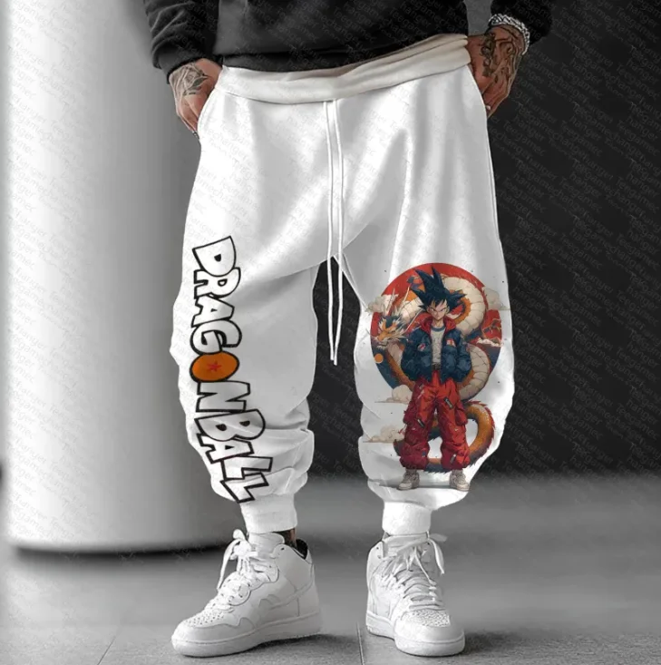

Official Super Dragon Ball character printed pure cotton loose autumn and winter fleece long pants for both men and women