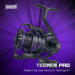 Kingdom Tegmen Pro Spinning Fishing Reel 16kg Max Drag 6.2:1 High Speed Gear Ratio 8+1BB Light Weight Saltwater Fishing Coil