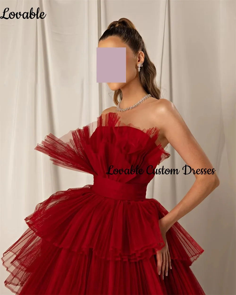 فسات Mohamed 1914 Personalisiertes Hochzeitskleid, trägerlos, mit Reißverschluss, formelle Anlässe, bodenlang, A-Linie, ärmellose Partykleider