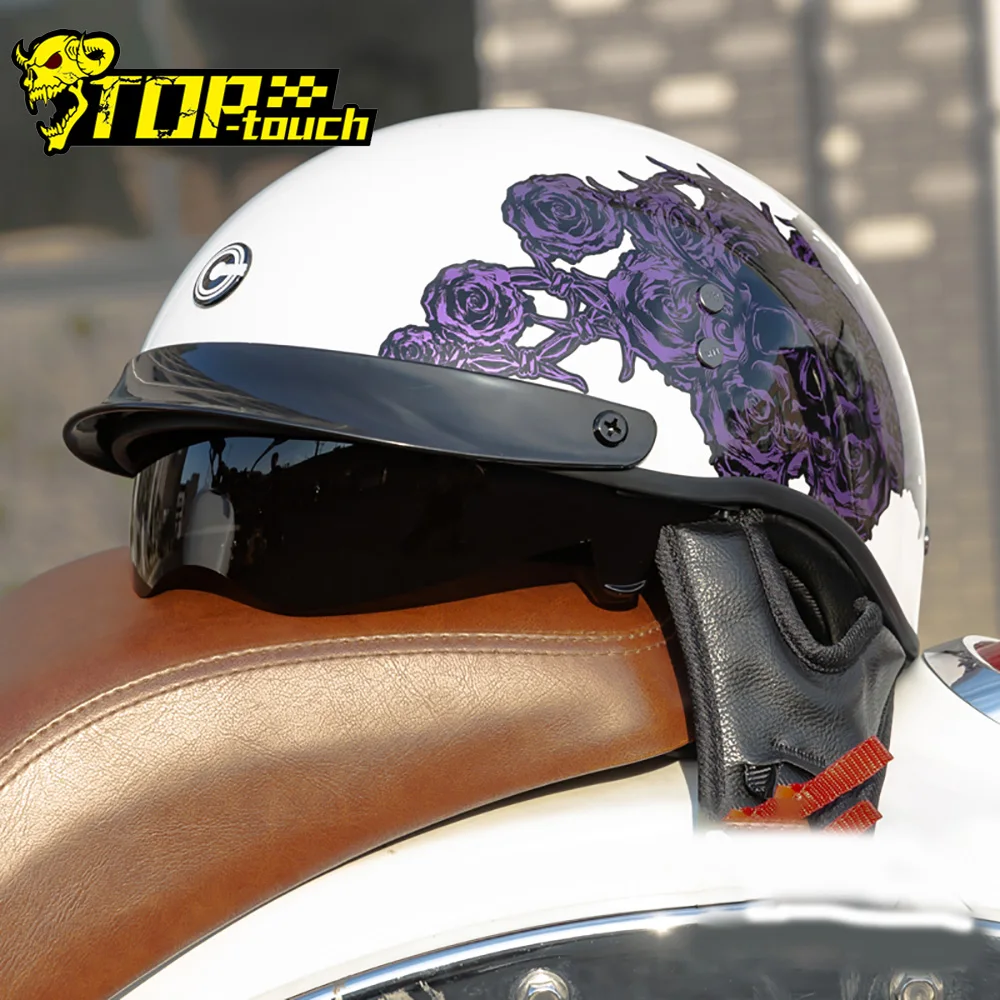 

Motocross Half Helmet DOT Approved Motorfielts Accessories Motorcycle Helmet Retro Vehicle Bicycle Open Face Retro Helmets Moto