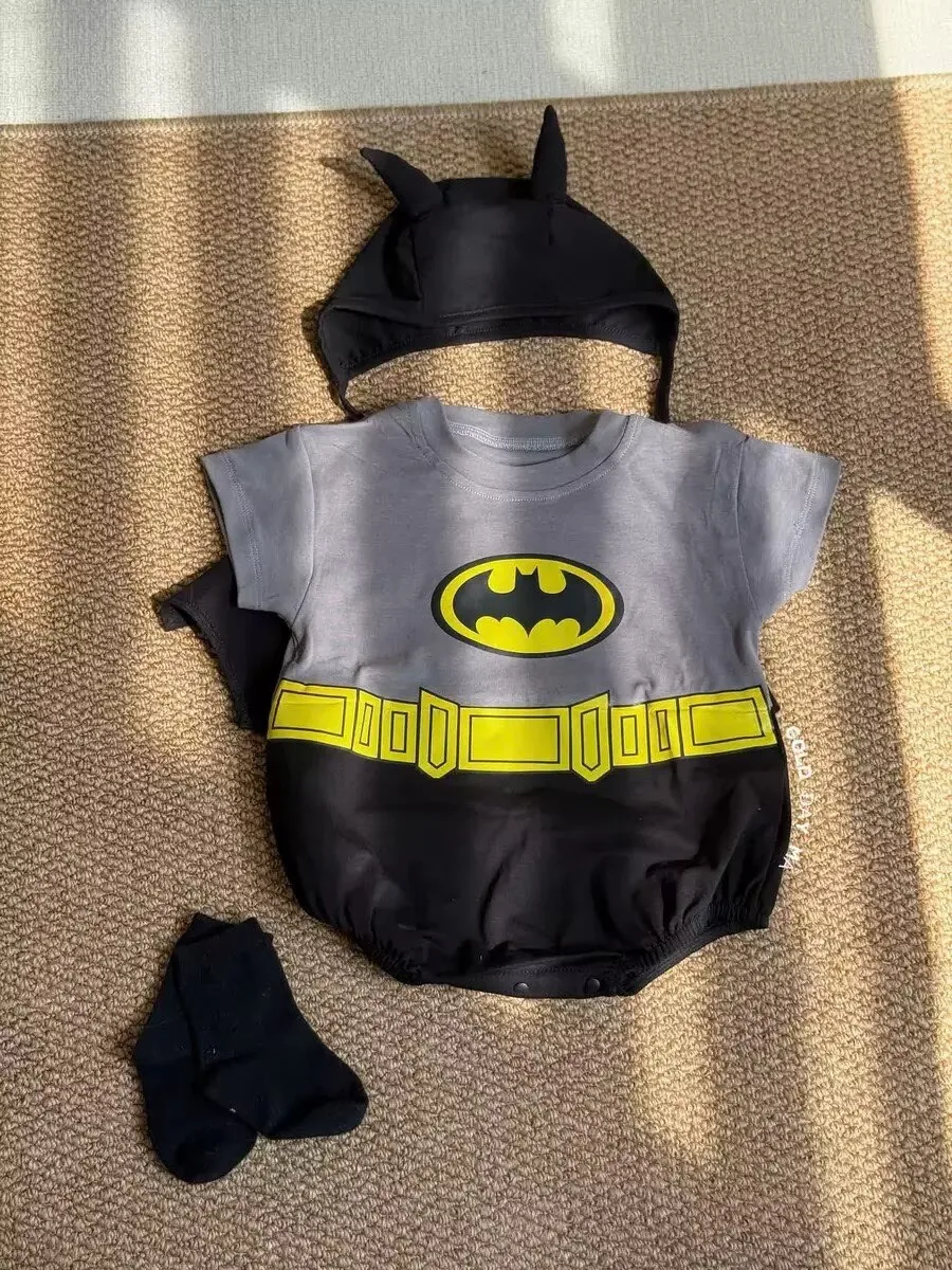 Ins Infant Baby Anime Romper with hat Boys Girls Onesie Cotton Bodysuit Onepiece Cosplay Photography Outfit Baby clothes 0-24M